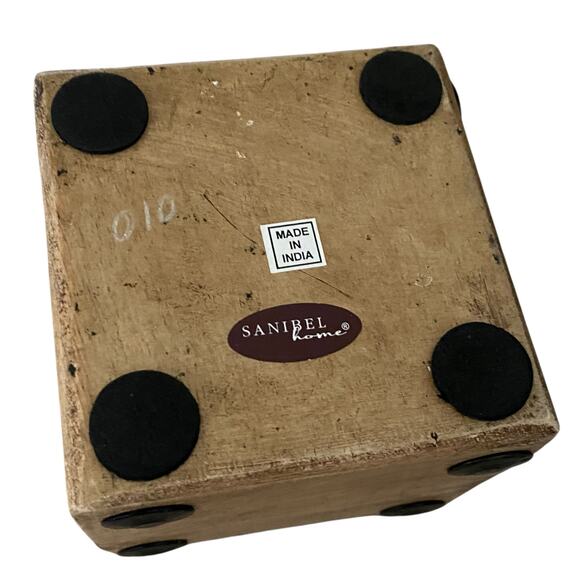 UNIQUE Sanibel Home Wooden DICE BOX Trinket Jewelry 4" Storage - Made in India - Picture 4 of 8